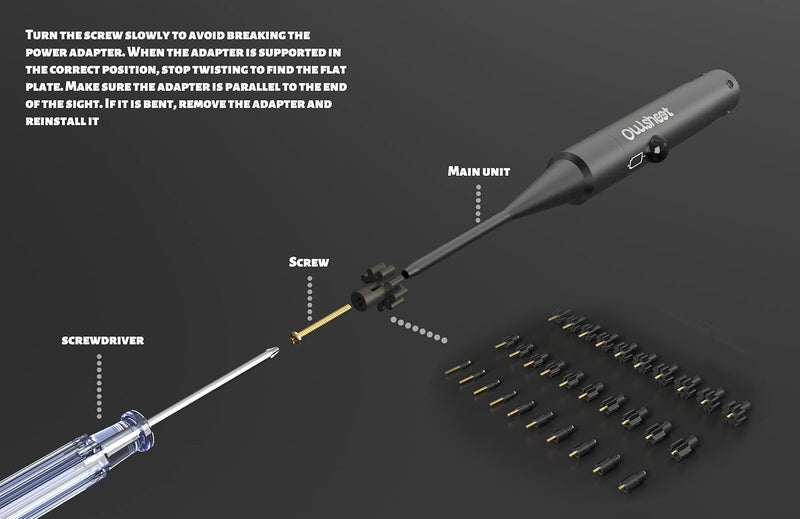 OWLSHOOT Professional Laser Bore Sight Kit Multiple Caliber,Upgraded Green Bore Sighter with 30 Adapters Button Switch Perfectly Choice for.17 to 12GA Rifles Pistols, Provides Powerful Support for Hunting. - Image 4
